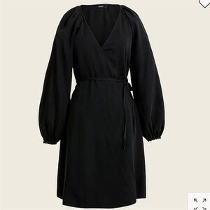 J. Crew Black Long Sleeve Wrap Dress